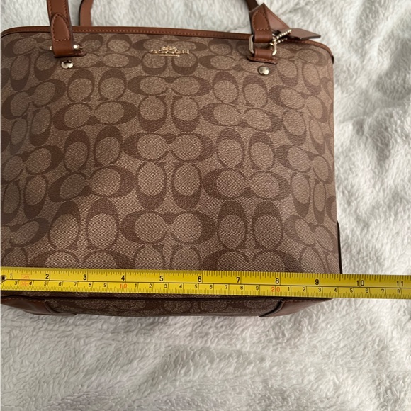 Coach Signature PVC Zip Top Tote - Khaki & Saddle - Picture 8 of 10